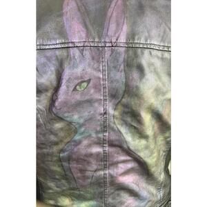 vintage‎ barneys leather moto jacket hand painted bunny art color shifting wax